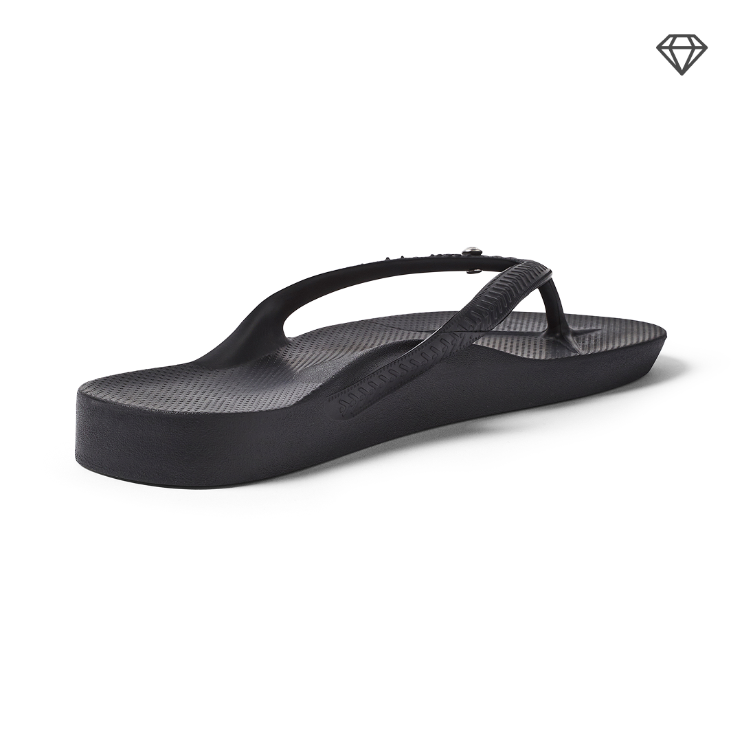 Crystal Black Archies Arch Support Flip Flops angle 06