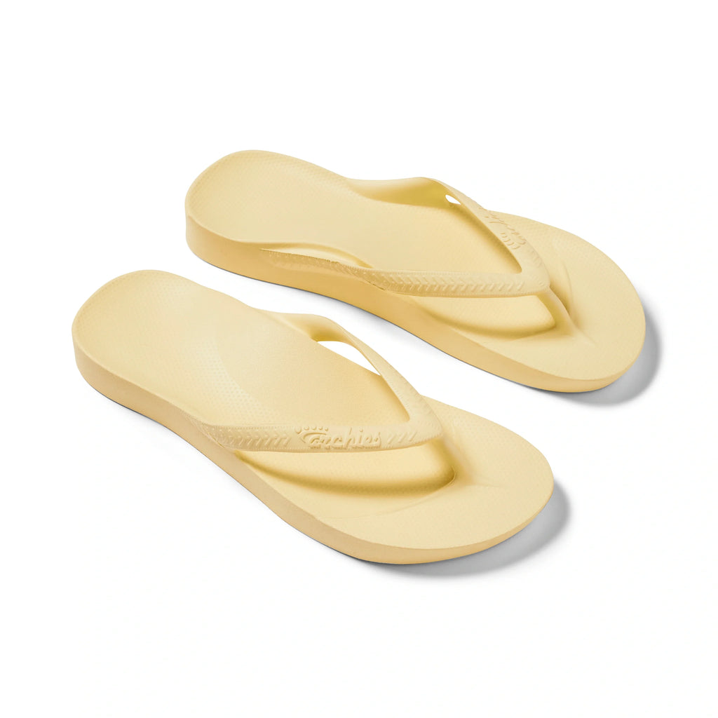 Lemon Arch Support Flip Flops shown from the above