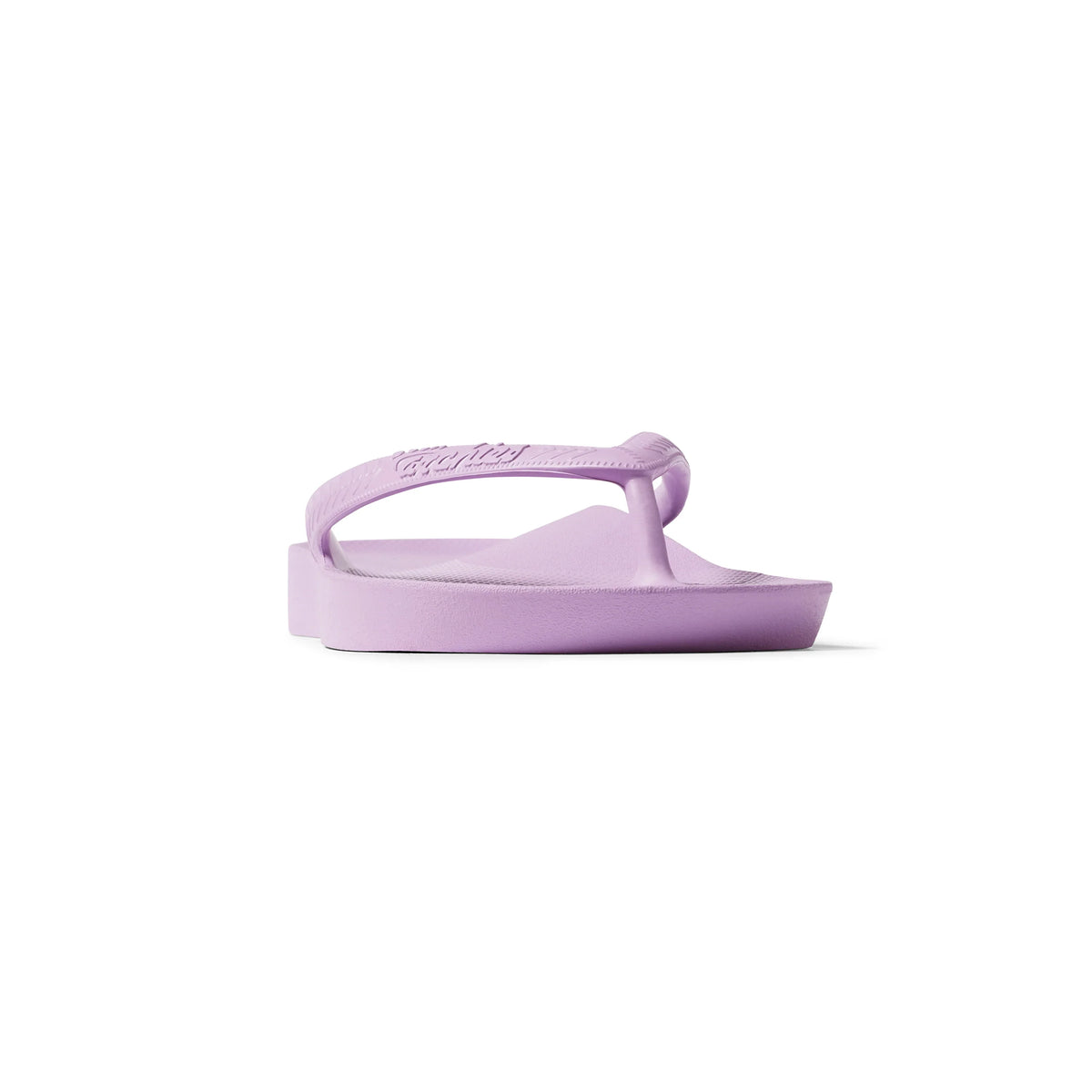 Lilac Archies Arch Support Flip Flops shown from the front