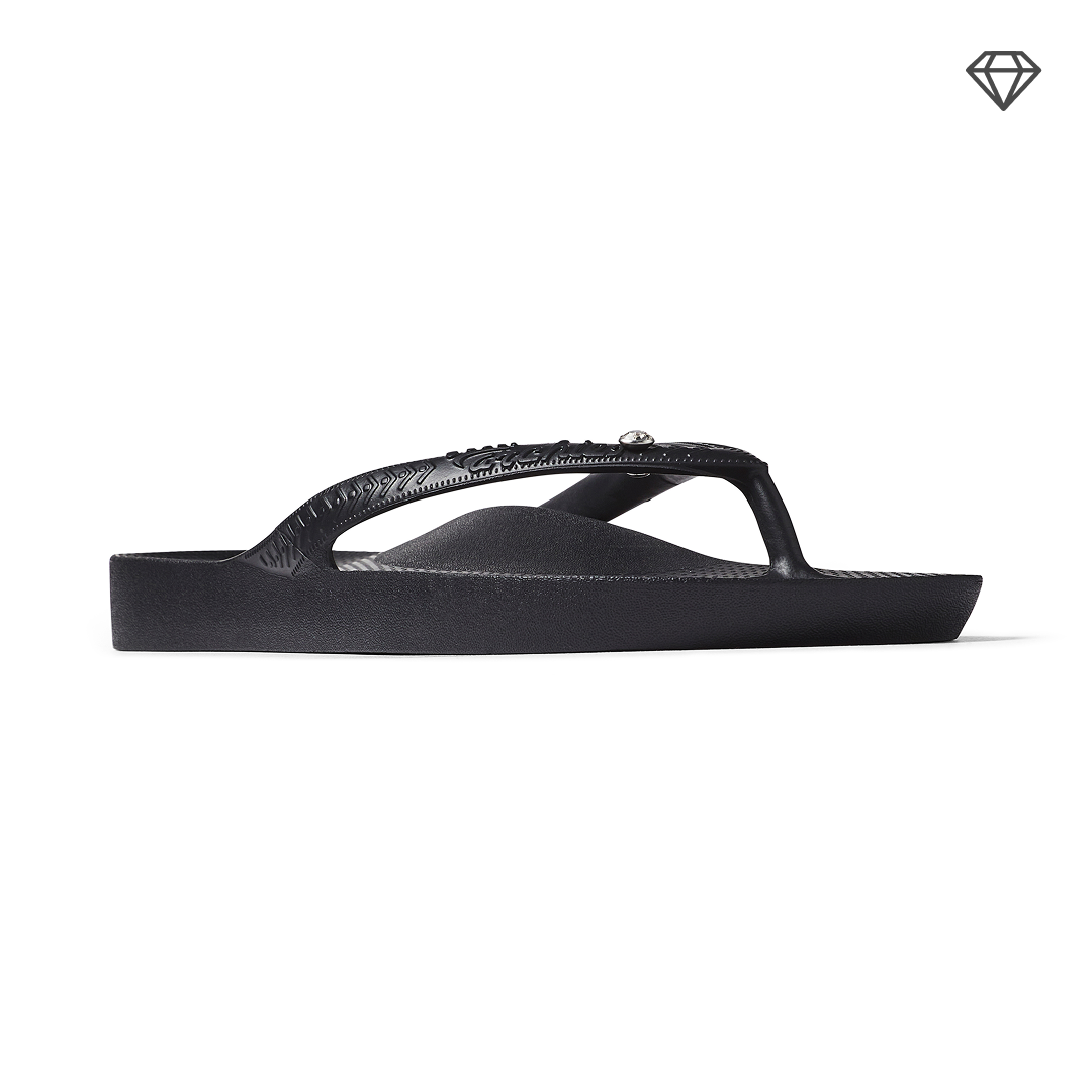 Crystal Black Archies Arch Support Flip Flops angle 05